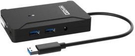 עמדת עגינה מיניU-1100 USB3.0 ל HDMI+DVI-I + רכזת USB3  X2 PORT
